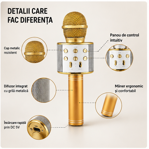 Microfon Karaoke Cu Bluetooth Si Boxa Compatibil