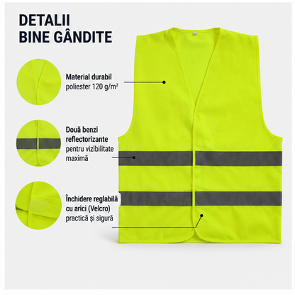 Vestă reflectorizantă verde, două benzi