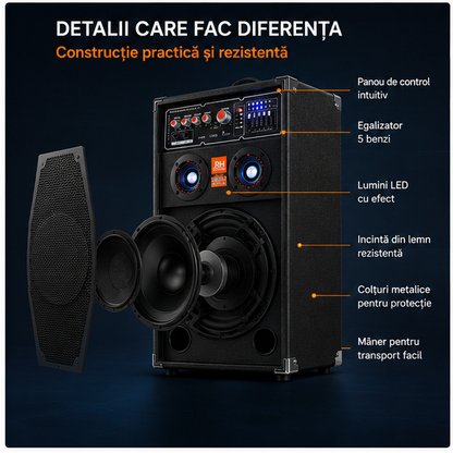 Set boxe active Bluetooth 500W EQ5+ MICROPHONE WIRELESS