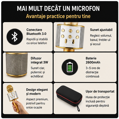 Microfon Karaoke Cu Bluetooth Si Boxa Compatibil