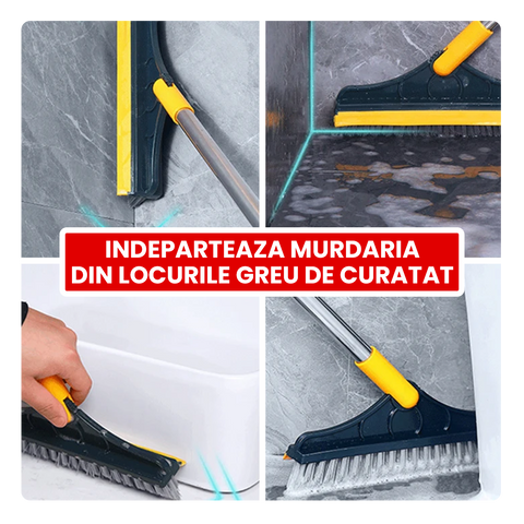 Mătura 2 în 1 cu Racleta și Cap Rotativ Detasabil