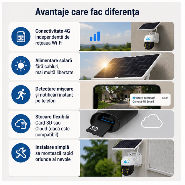 Camera 4G Simpla panou solar cu 2 lentil
