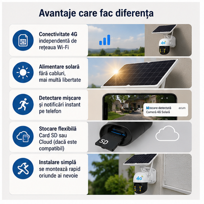 Camera 4G Simpla panou solar cu 2 lentil