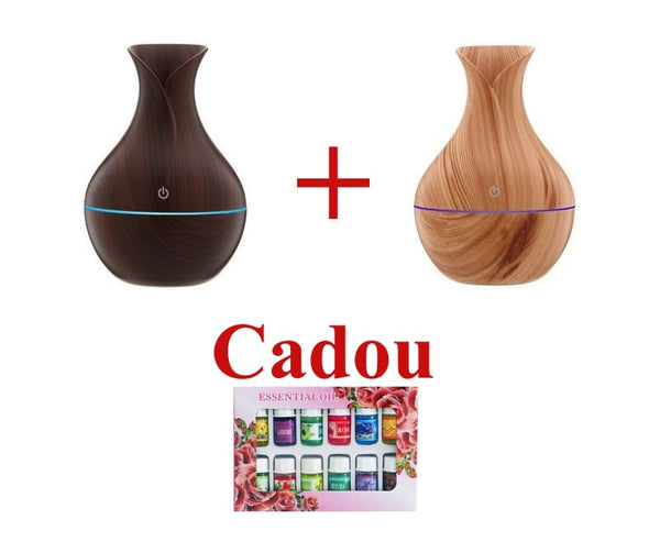 Pachet 1 + 1 Difuzor Aromaterapie cu ultrasunete si Umidificator cu led, 130 ml + Cadou 24 Esente Aromaterapie