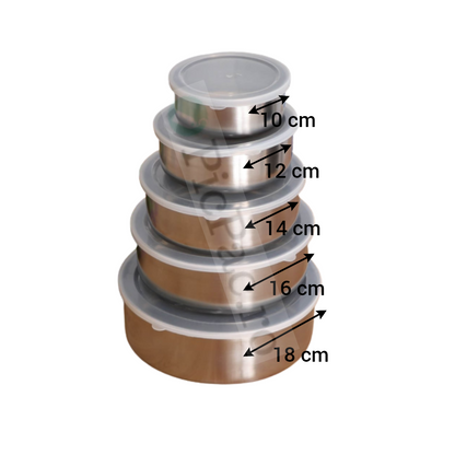 Set 5 Caserole Metalice cu Capac Transparent - Depozitare Al