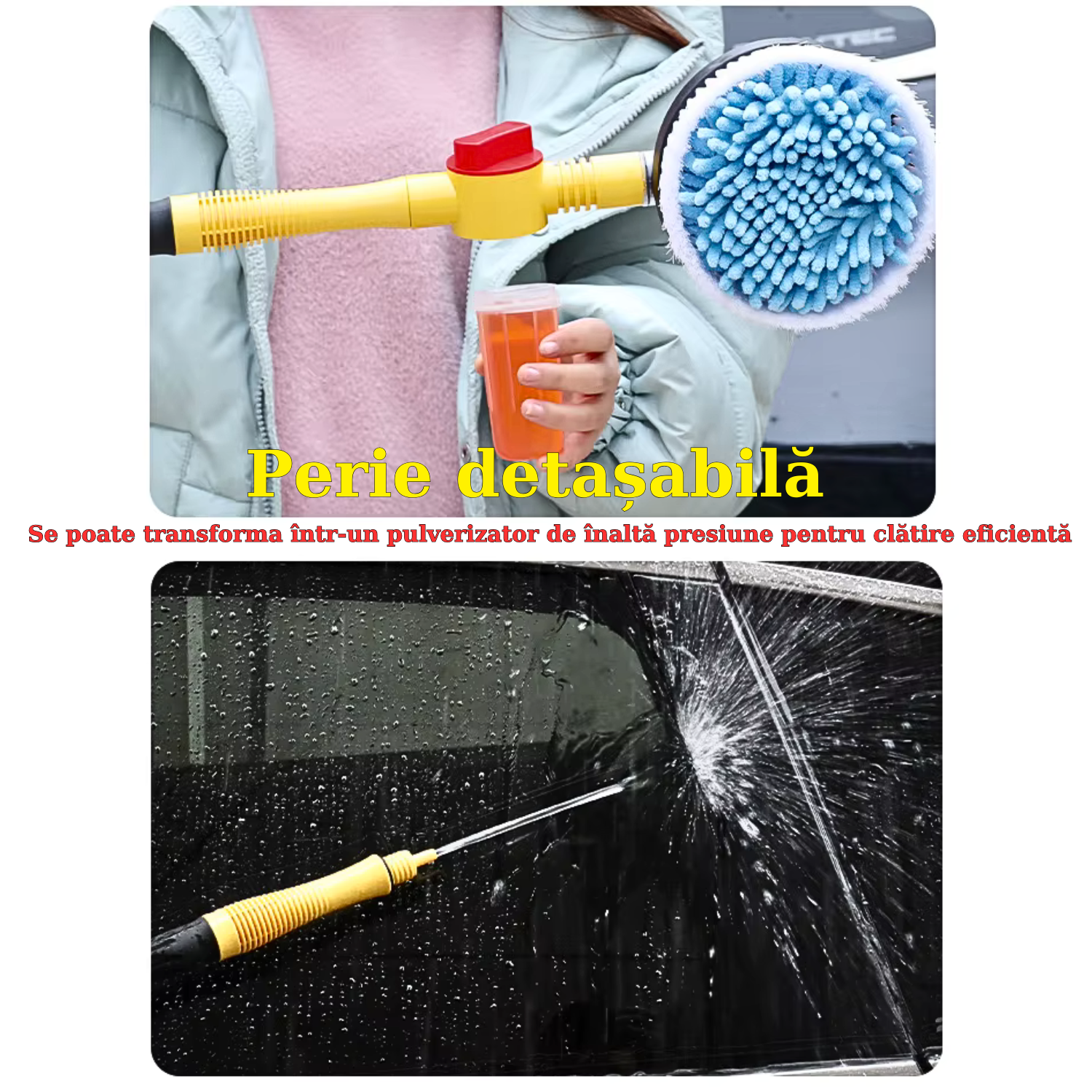 Perie Rotativă pentru Spălare Auto APF® - Mâner Lung 100cm