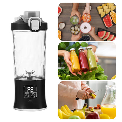 Storcator de fructe portabil, multifunctional, zdrobire rapida, baterie de 1500mAh, pentru interior cana de suc cu dubla utilizare, incarcare USB, capacitate 600ml