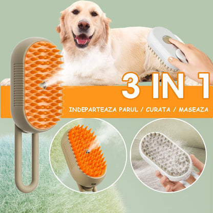 Perie cu Abur pentru Animale de Companie cu Maner Rotativ