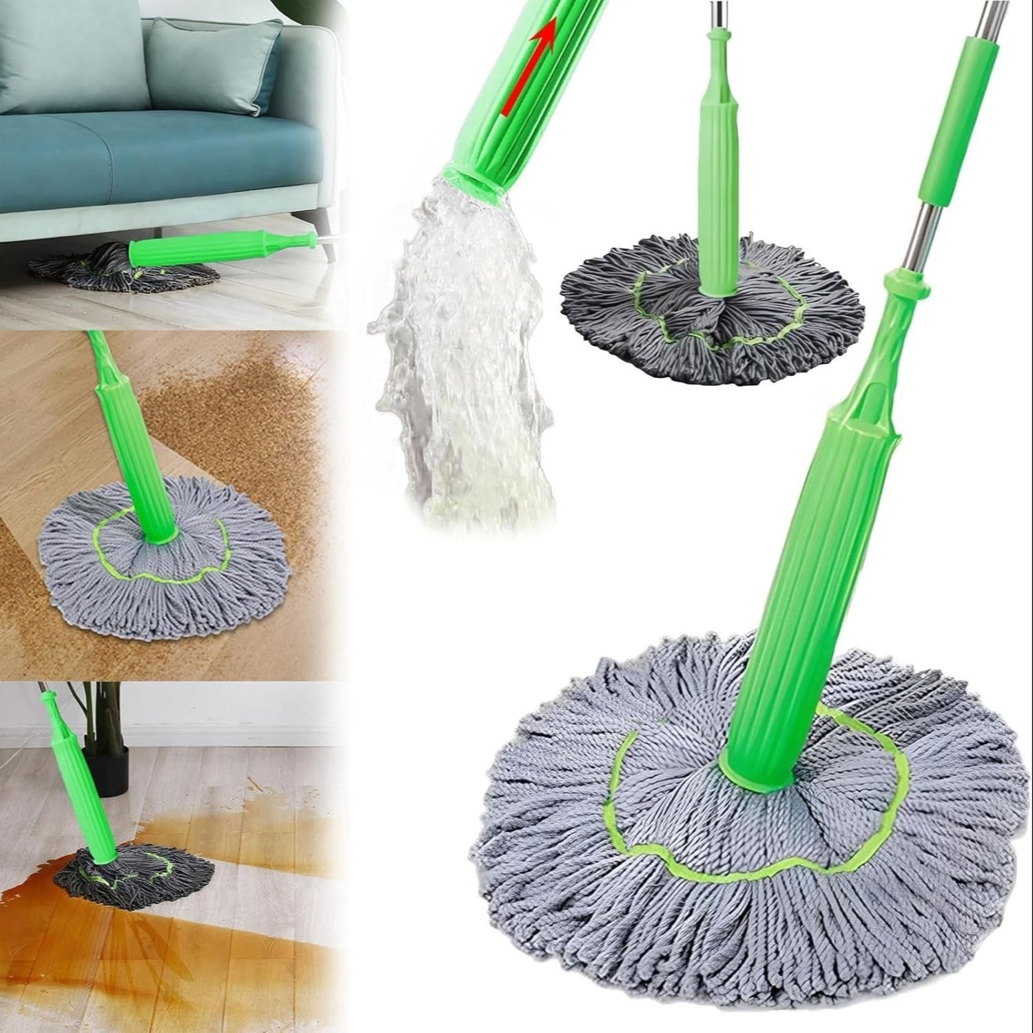 Mop cu stoarcere, microfibra ultra-absorbanta, maner lung, ideal pentru parchet, gresie