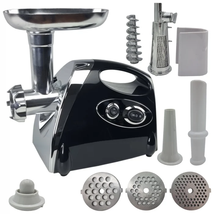 Masina de tocat carne, 3000W, Accesorii rosii, carnati, chiftele, 3 site, functia revers, motor cupru