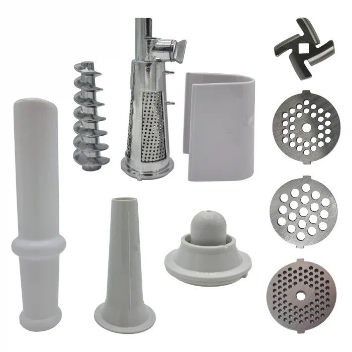 Masina de tocat carne, 3000W, Accesorii rosii, carnati, chiftele, 3 site, functia revers, motor cupru