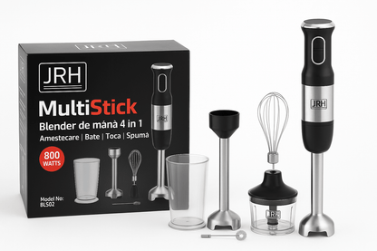 Set blender de mana 4 in 1, 800W JRH multiStick Inox, Acceso