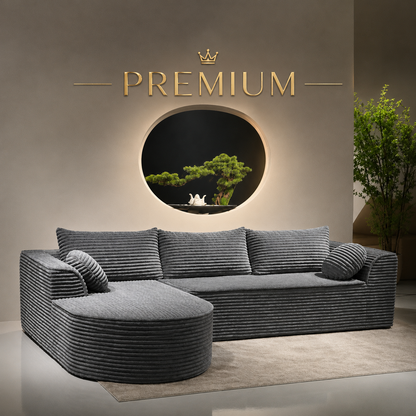 Canapea Tip Coltar, MEMORY FOAM, SUPER TRENDS, 3 Perne Mari si 2 Perne Mici, Gri, 275x175x70 cm