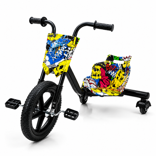 Tricicletă drift cu roți LED, scaun cupă reglabil, 120 kg