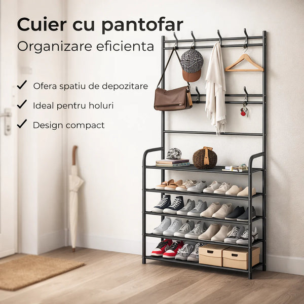 Cuier cu Pantofar Metalic – 5 Rafturi (V06)