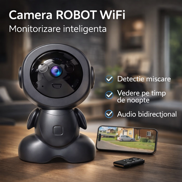 Camera ROBOT WiFi, Microfon, Infrarosu, Detectie Miscare