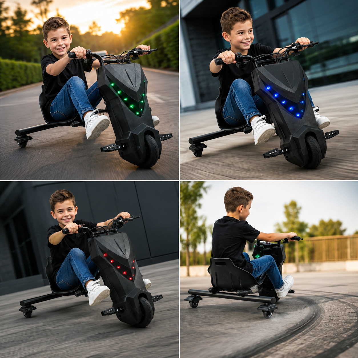 Trotinetă electrică PREMIUM DRIFT, Rezistenta 130kg, Tricicletă, motor 250W-36V, boxe bluetooth, 3 viteze