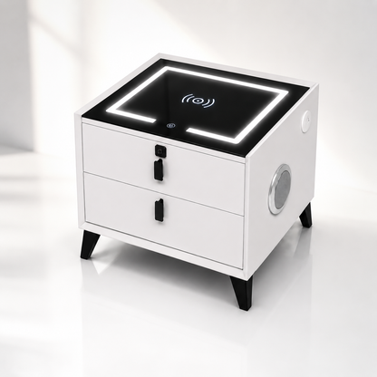 Noptiera Smart Multifunctionala 2 Sertare Amprenta LED