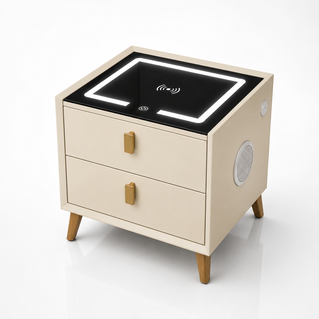 Noptiera Smart Multifunctionala cu Iluminare LED și Încărcare Wireless