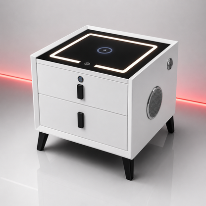 Noptiera Smart Multifunctionala 2 Sertare Amprenta LED