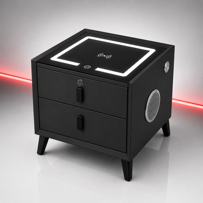 Noptiera Smart Multifunctionala cu Amprenta, LED, Bluetooth