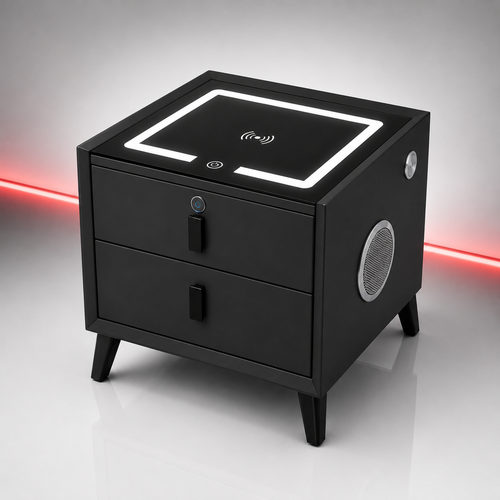 Noptiera Smart Multifunctionala cu Amprenta, LED, Bluetooth