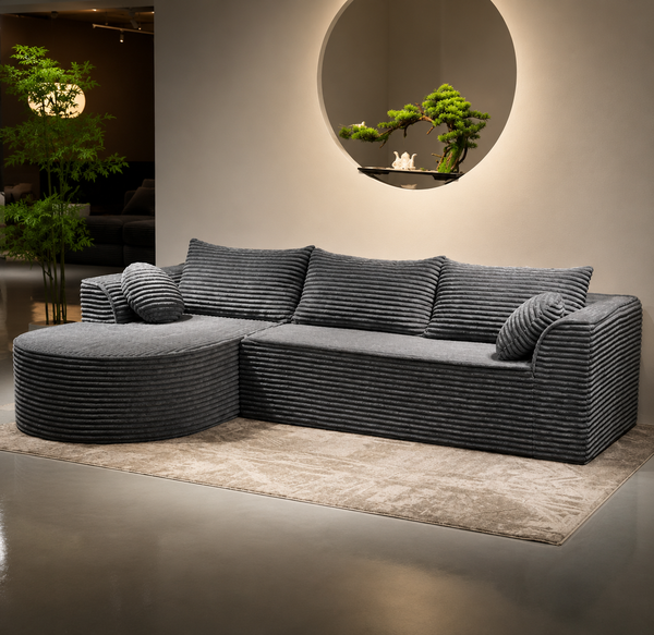 Canapea Tip Coltar, MEMORY FOAM, SUPER TRENDS, 3 Perne Mari si 2 Perne Mici, Gri, 275x175x70 cm
