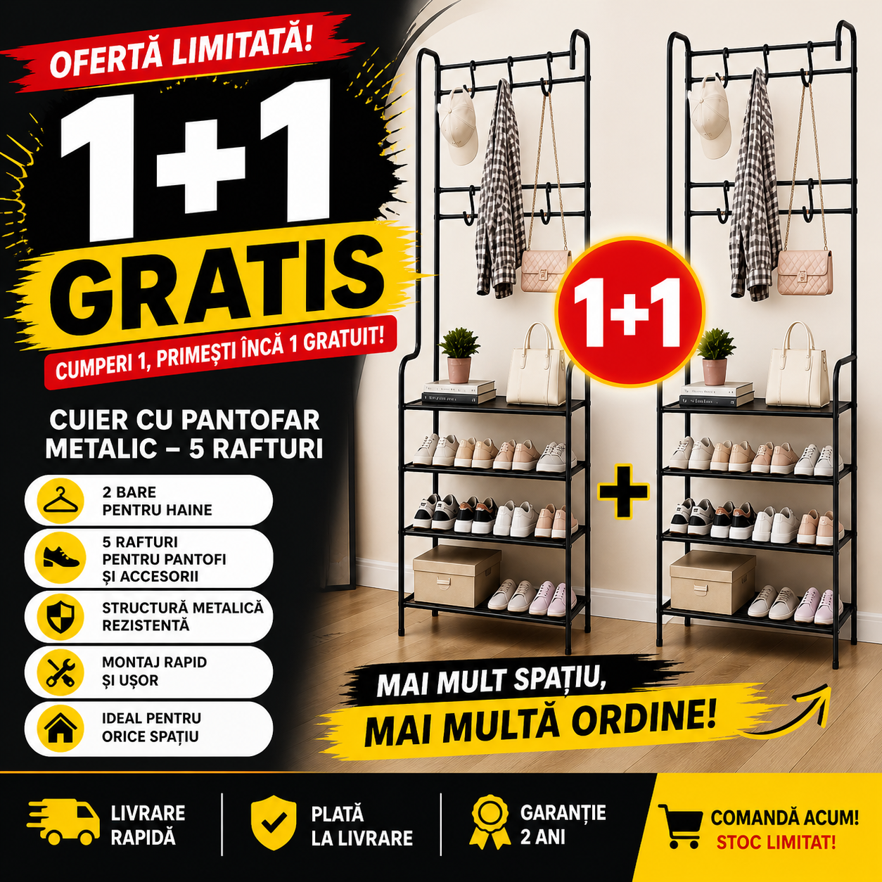 1 + 1 GRATIS! CUIER CU PANTOFAR SI 5 RAFTURI