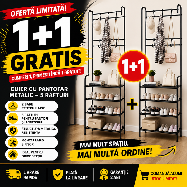 1 + 1 GRATIS! CUIER CU PANTOFAR SI 5 RAFTURI