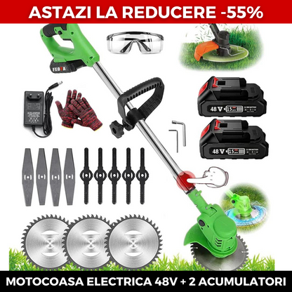 Motocoasa-electrica 48v, 6000mah, 18000 rpm cu 2-acumulatori