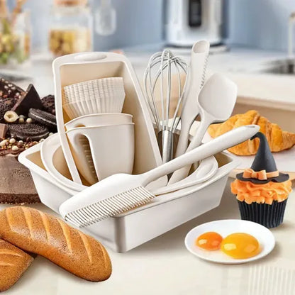 Set copt silicon profesional 22 piese, tavi si ustensile non stick, rezistent -40 grade C, 230 grade C