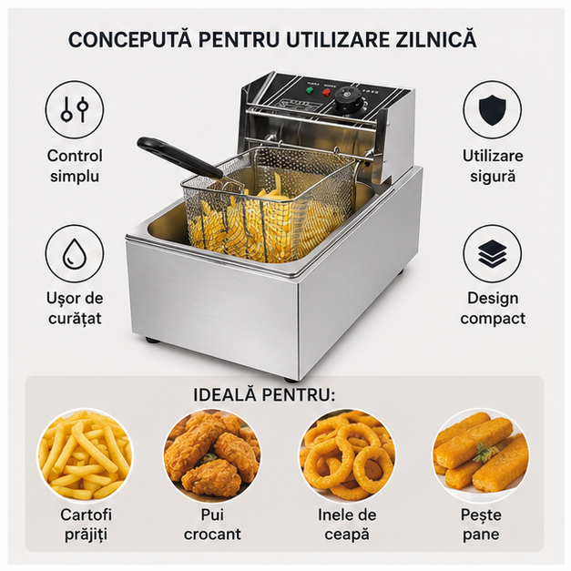 Friteuza Electrica 2500w, 6.5l, 29x46x31 cm