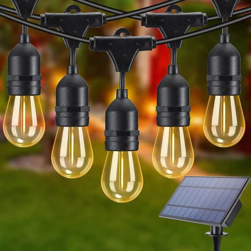 Ghirlanda solara 10 m cu 10 becuri Led Filament incluse, 2W, 3000K, IP65 lumina calda