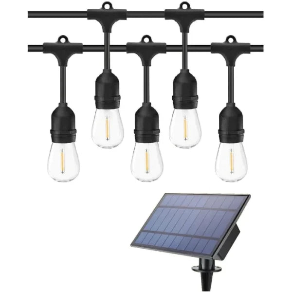 Ghirlanda solara 10 m cu 10 becuri Led Filament incluse, 2W, 3000K, IP65 lumina calda