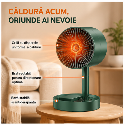 Aeroterma Electrica Pliabila 1000W, 2 Niveluri de Caldura
