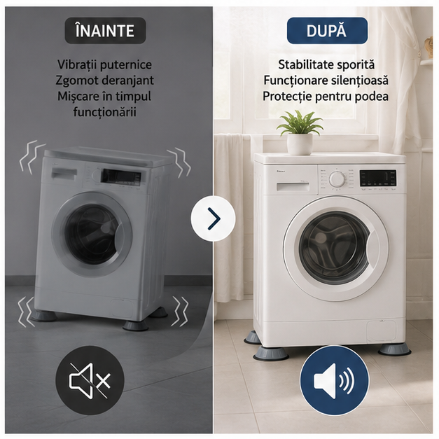 Set 4 Tampoane Anti-Vibrații pentru Mașina de Spălat