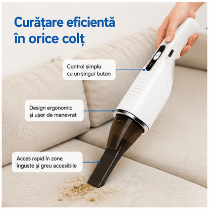 Aspirator de Mână 2 în 1 cu Fir – Portabil, Puternic și Ușor de Utilizat