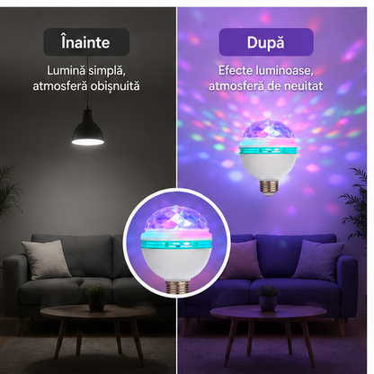 Bec Rotativ Multicolor cu LED și Adaptor pentru Priza