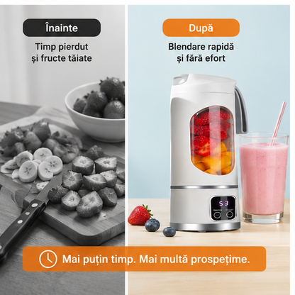Blender Portabil 450ml - 12 Lame Oțel Inoxidabil, Încărcare USB