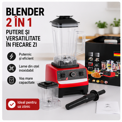 Blender 2 in 1, 2000W, Lame Oțel Inoxidabil, 2L, Priză EU