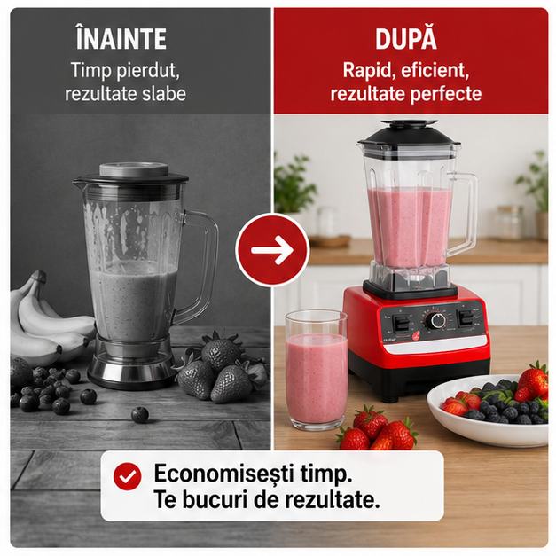 Blender 2 in 1, 2000W, Lame Oțel Inoxidabil, 2L, Priză EU