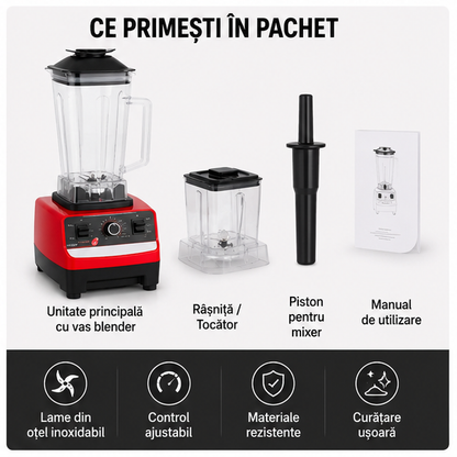 Blender 2 in 1, 2000W, Lame Oțel Inoxidabil, 2L, Priză EU