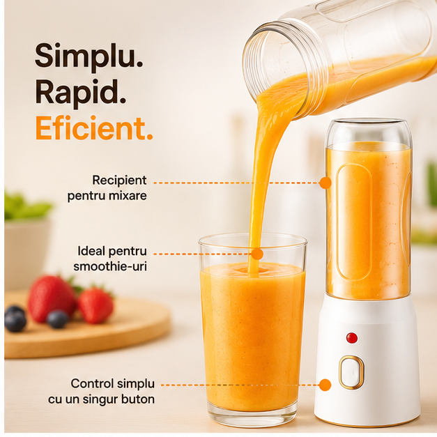 Set Blender Portabil - Smoothie Maker 26 RON