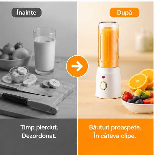 Set Blender Portabil - Smoothie Maker 26 RON