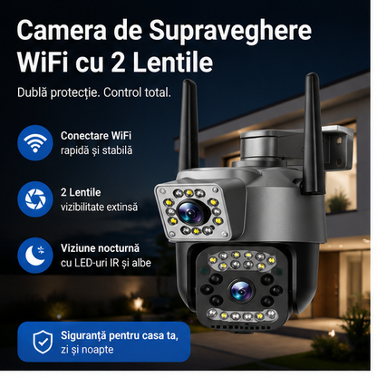 Camera de Supraveghere WiFi cu 2 Lentile - 85 RON