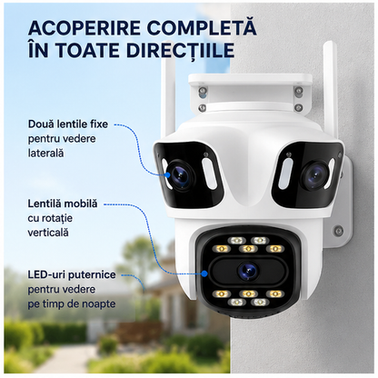 Camera Tripla de Supraveghere Wi-Fi P15 Ultra HD cu Night Vision