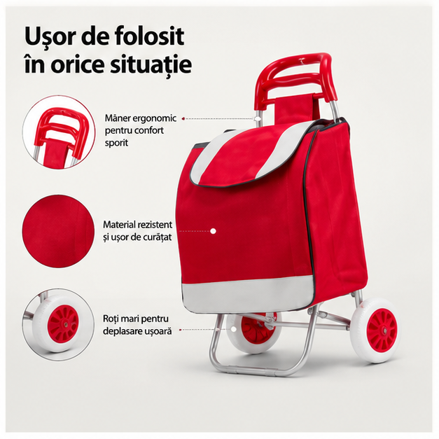 Cărucior de Piață Pliabil cu Cadru din Aluminiu