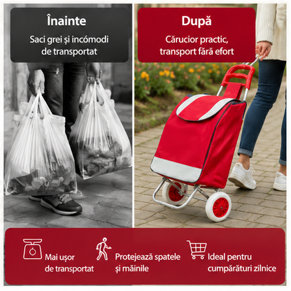 Cărucior de Piață Pliabil cu Cadru din Aluminiu
