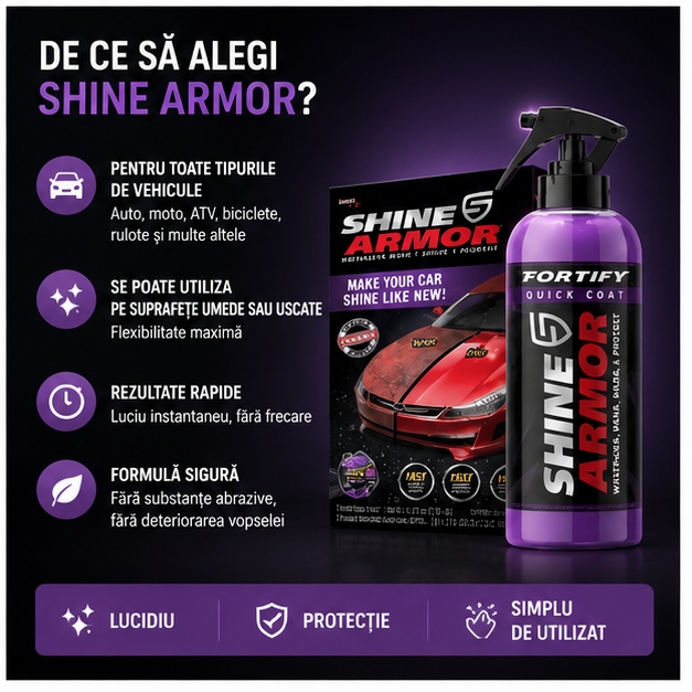Ceara Lichida Auto SHINE ARMOR cu Laveta Microfibra