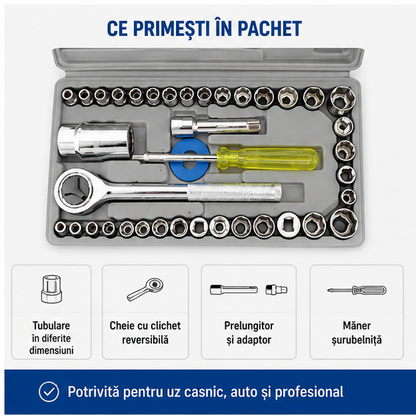 Trusa Chei Tubulare Set 40 Piese - Profesional